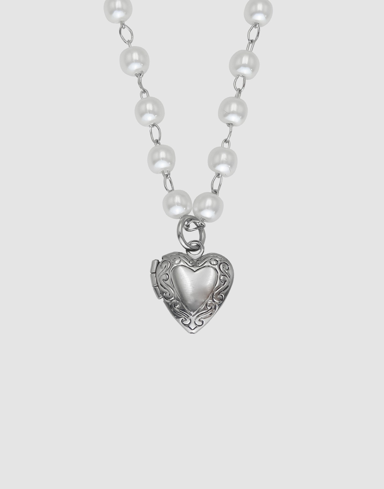 PEARL OPEN HEART SS NECKLACE
