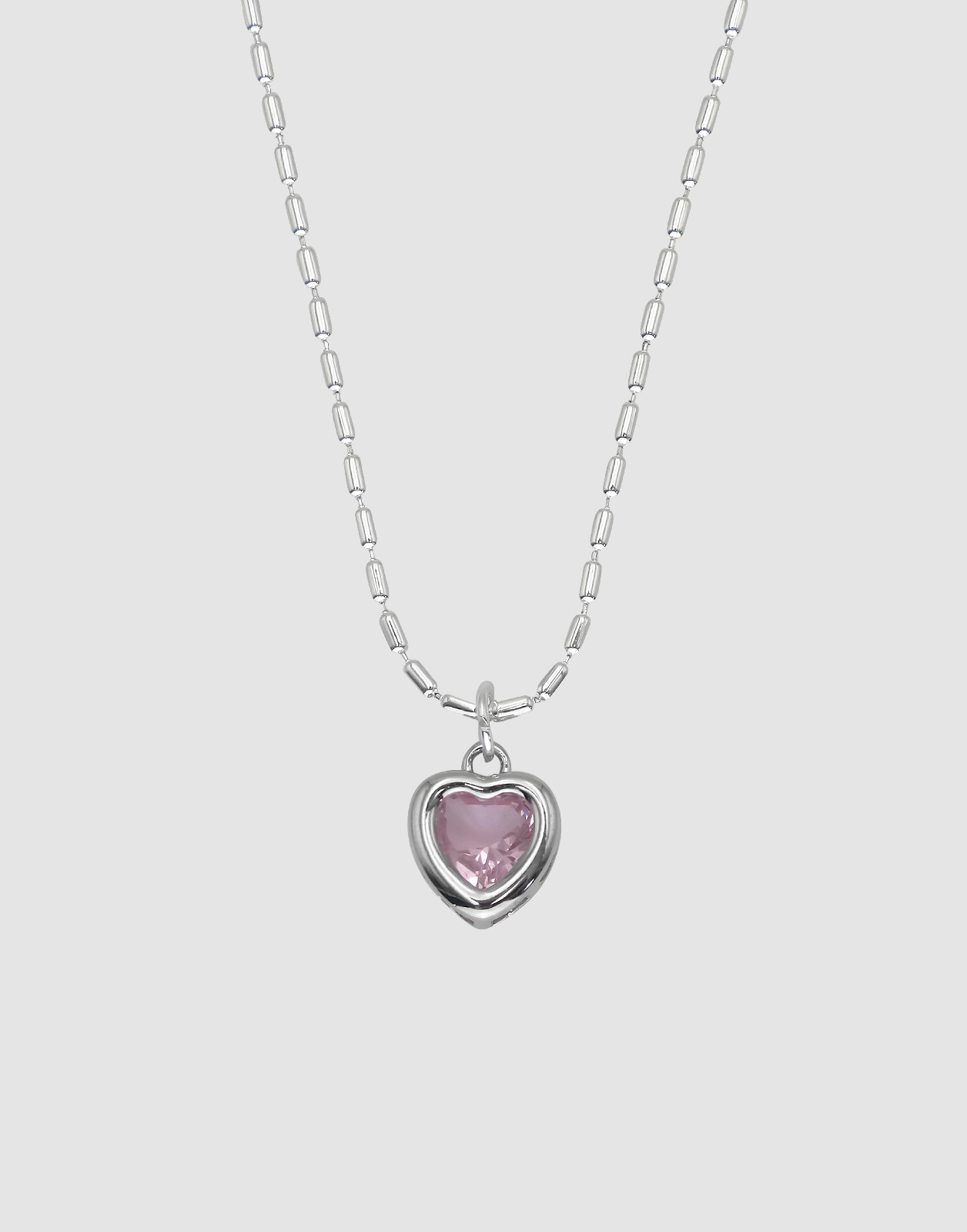 PINK CUBIC HEART BR NECKLACE