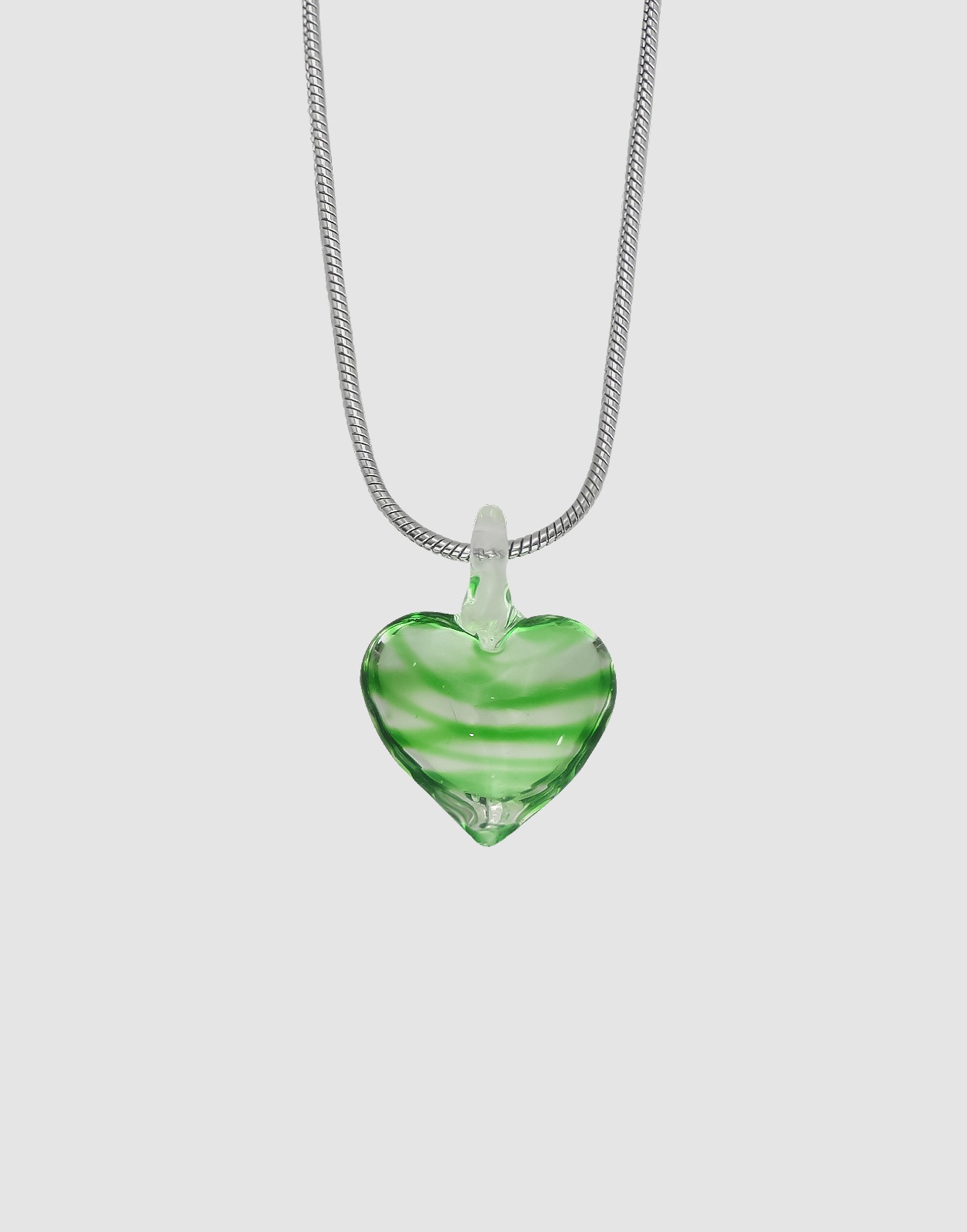GREEN CANDY HEART SS NECKLACE